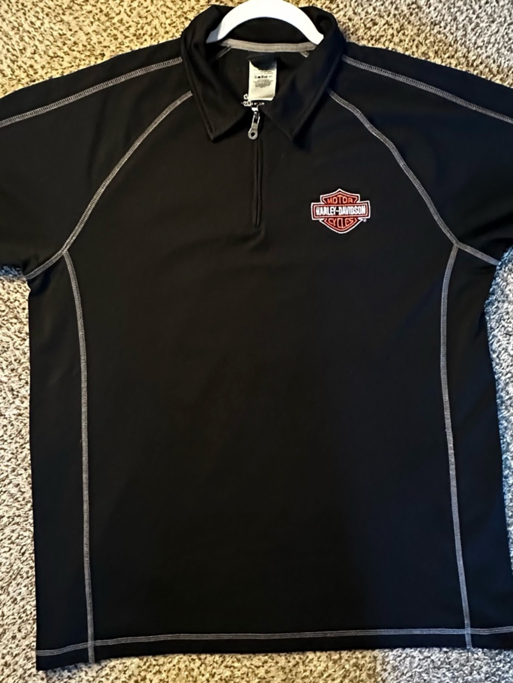 Harley-Davidson Black and Orange Zip-Up Polo